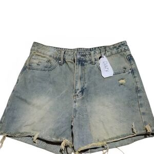 Dazy Distressed Jean Shorts - Gray